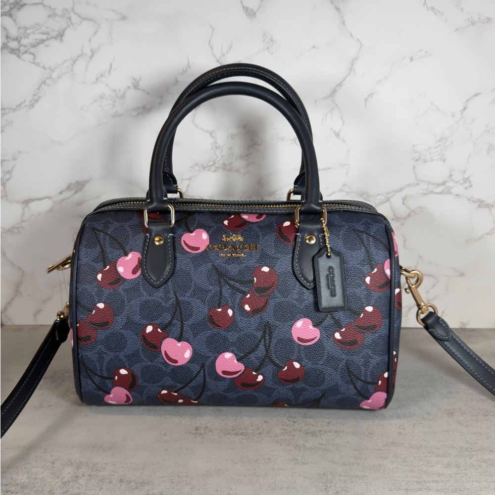 Coach Rowan Satchel Bag In Signature Canvas With Cherry Print CY692 - Picture 15 of 15
